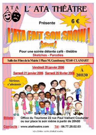 Affiche Theatre L'ATA fait son show saison 2 spectacle Céline Réniau